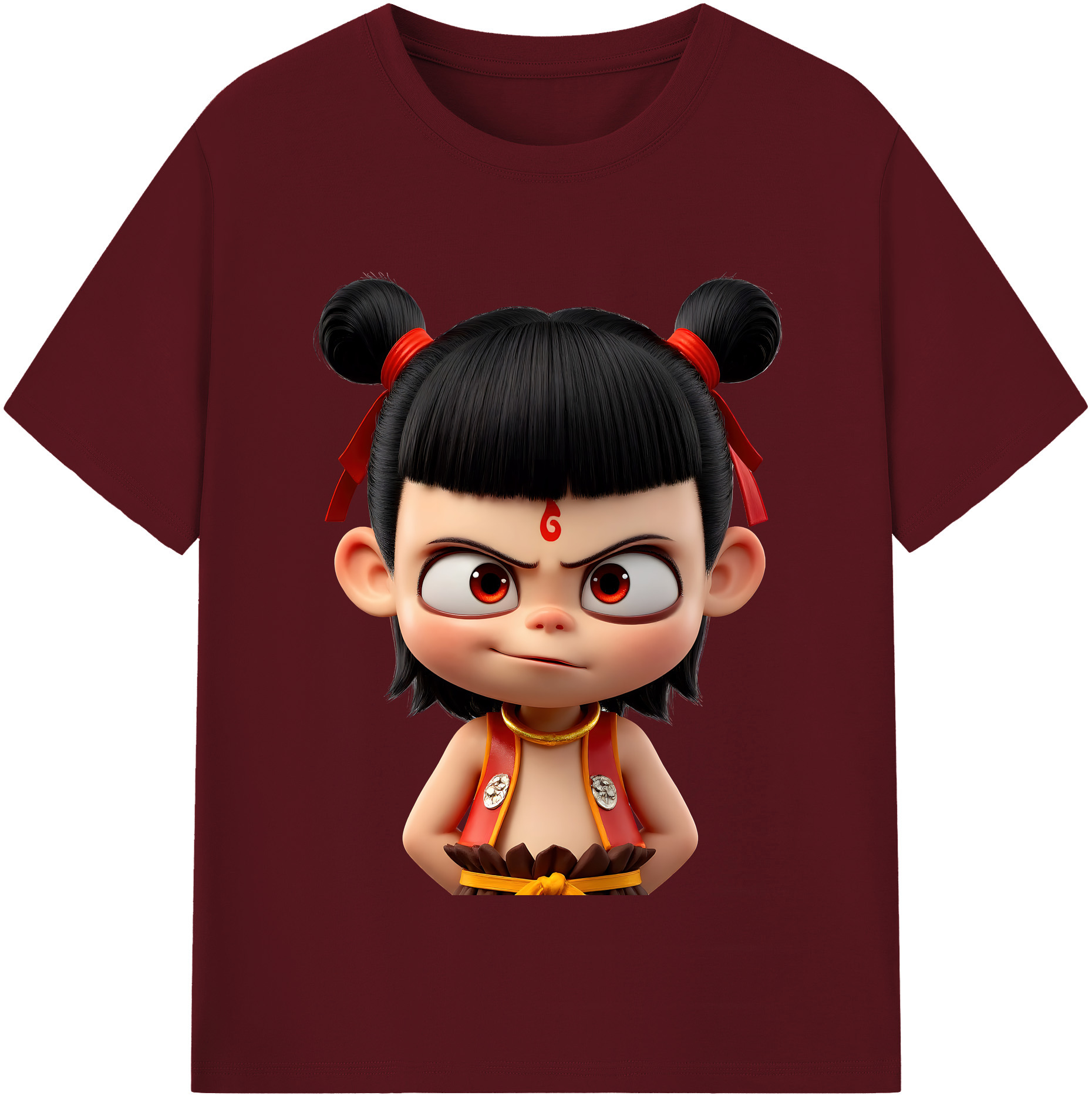 （画像用） Ne Zha 2 ナタ 魔童の大暴れ 綿100％半袖Tシャツ（フロントプリント）